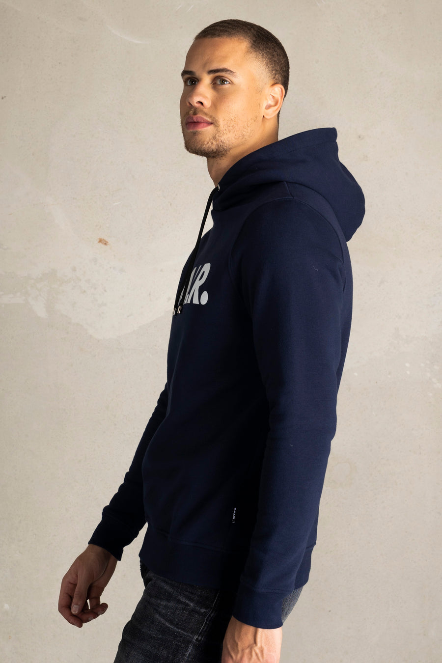 Brand Straight Hoodie Navy Blue