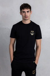 Sebastian Slim Gold Emblem T Shirt Jet Black