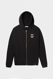 Rani Zip Gold Emblem Hoodie Jet Black