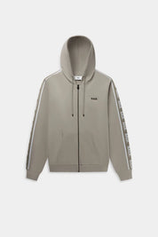 Q-Tape Regular Fit Zip Through Hoodie Silver Lining