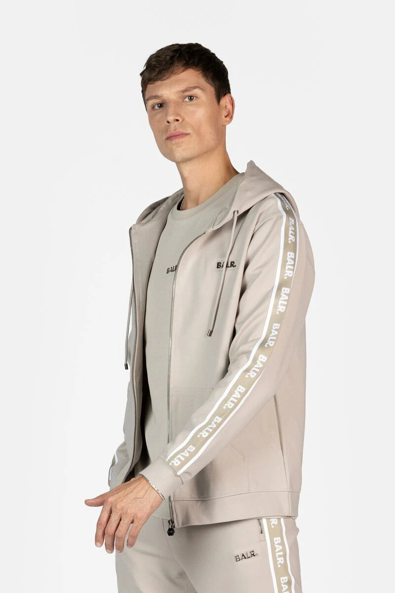 Q-Tape Regular Fit Zip Through Hoodie Silver Lining