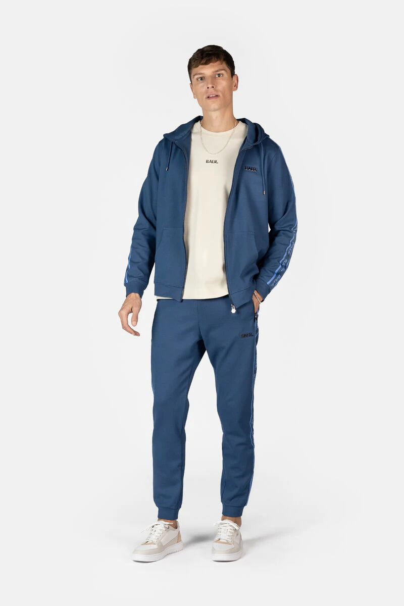 Q-Tape Regular Fit Zip Through Hoodie Peak Blue